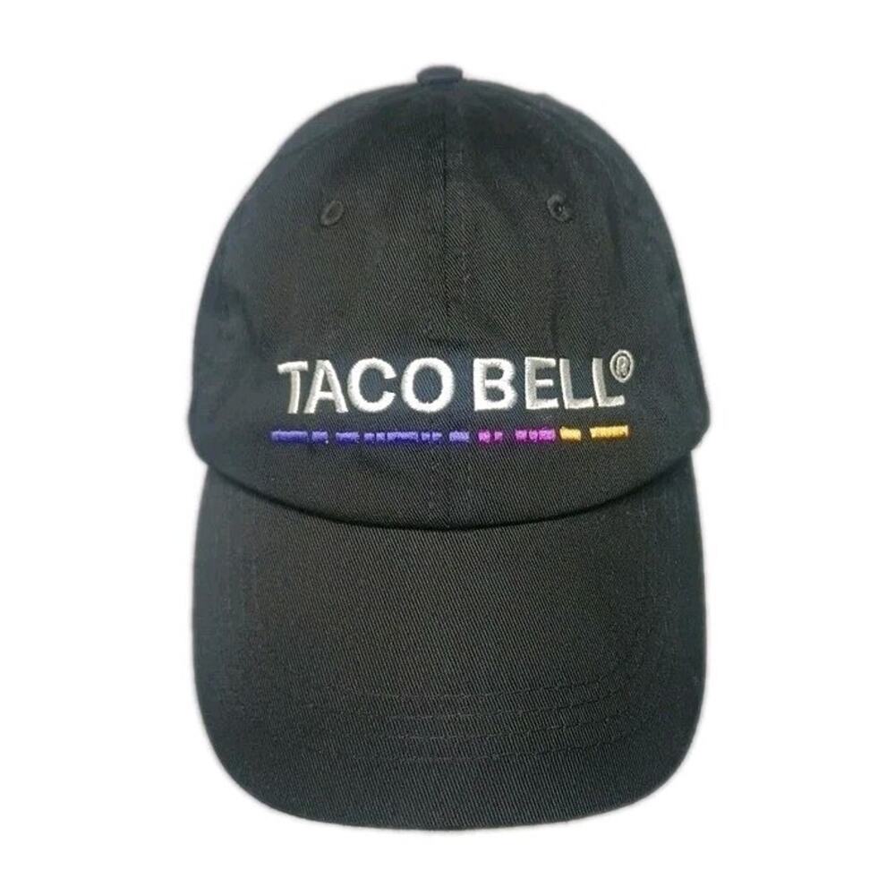 Taco Bell Employee Uniform Baseball Cap Hat Black Holographic Strap One Size